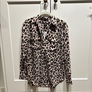 Ann Taylor Leopard Print Button Down Shirt